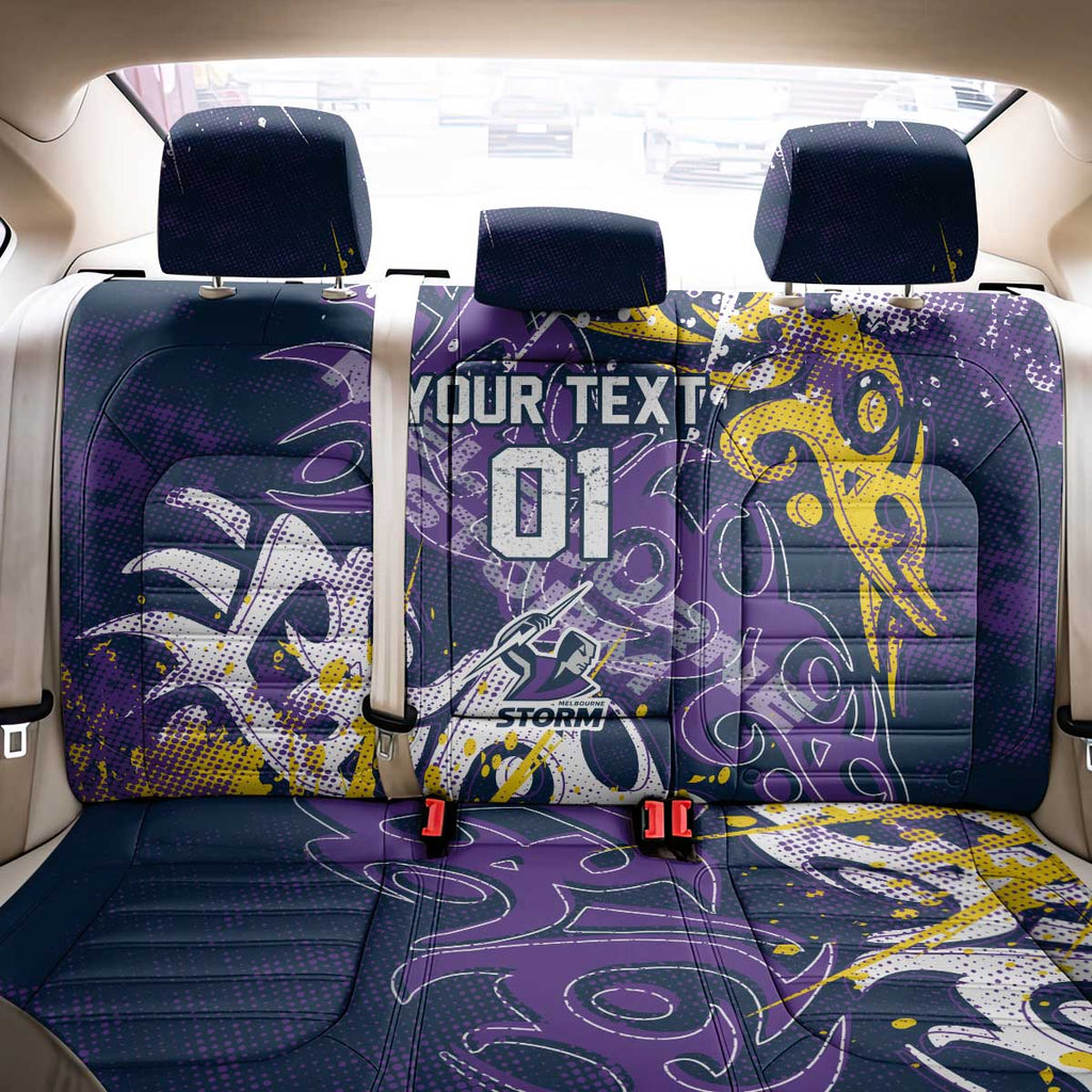 Personalized Melbourne Storm Rugby Back Car Seat Cover Urban Street Graffiti Style - Distressed Splatter Elements