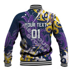 Personalized Melbourne Storm Rugby Baseball Jacket Urban Street Graffiti Style - Distressed Splatter Elements