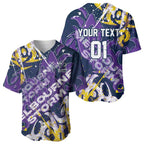 Personalized Melbourne Storm Rugby Baseball Jersey Urban Street Graffiti Style - Distressed Splatter Elements