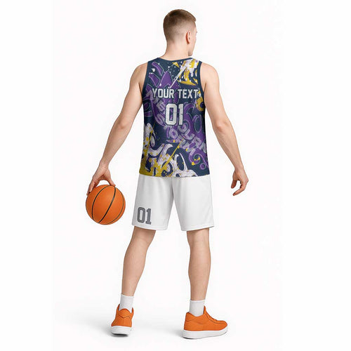 Personalized Melbourne Storm Rugby Basketball Jersey Urban Street Graffiti Style - Distressed Splatter Elements