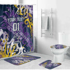 Personalized Melbourne Storm Rugby Bathroom Set Urban Street Graffiti Style - Distressed Splatter Elements