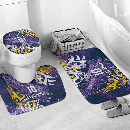 Personalized Melbourne Storm Rugby Bathroom Set Urban Street Graffiti Style - Distressed Splatter Elements
