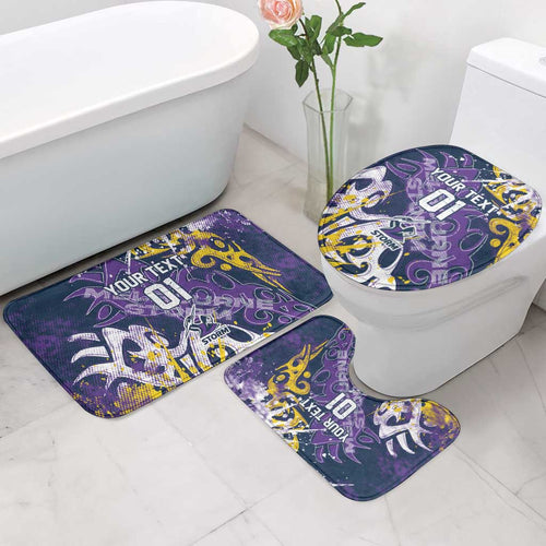 Personalized Melbourne Storm Rugby Bathroom Set Urban Street Graffiti Style - Distressed Splatter Elements