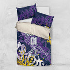 Personalized Melbourne Storm Rugby Bedding Set Urban Street Graffiti Style - Distressed Splatter Elements