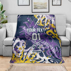 Personalized Melbourne Storm Rugby Blanket Urban Street Graffiti Style - Distressed Splatter Elements