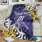 Personalized Melbourne Storm Rugby Blanket Urban Street Graffiti Style - Distressed Splatter Elements