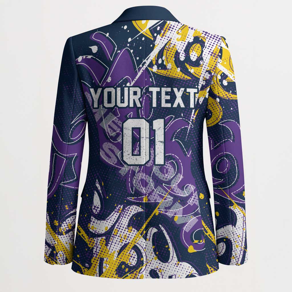 Personalized Melbourne Storm Rugby Blazer Urban Street Graffiti Style - Distressed Splatter Elements