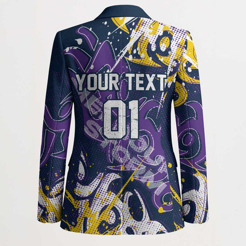 Personalized Melbourne Storm Rugby Blazer Urban Street Graffiti Style - Distressed Splatter Elements