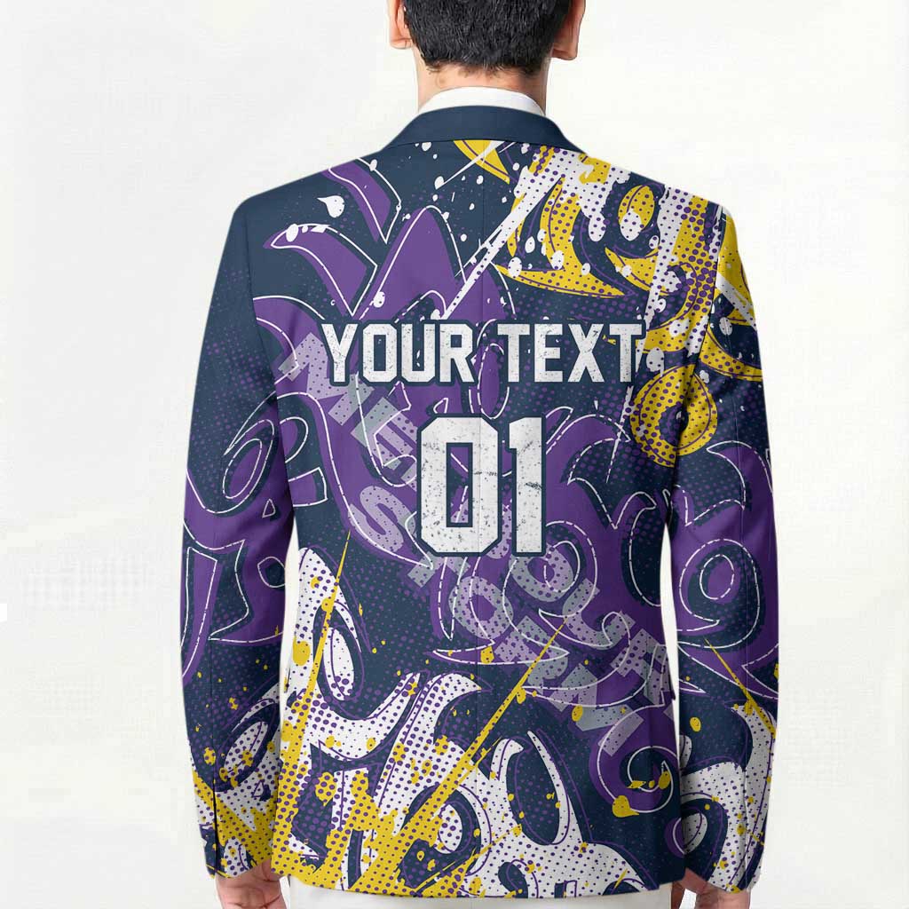 Personalized Melbourne Storm Rugby Blazer Urban Street Graffiti Style - Distressed Splatter Elements