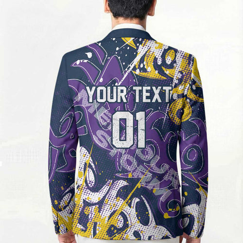 Personalized Melbourne Storm Rugby Blazer Urban Street Graffiti Style - Distressed Splatter Elements
