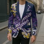 Personalized Melbourne Storm Rugby Blazer Urban Street Graffiti Style - Distressed Splatter Elements