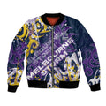Personalized Melbourne Storm Rugby Bomber Jacket Urban Street Graffiti Style - Distressed Splatter Elements