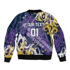 Personalized Melbourne Storm Rugby Bomber Jacket Urban Street Graffiti Style - Distressed Splatter Elements