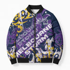 Personalized Melbourne Storm Rugby Bomber Puffer Jacket Urban Street Graffiti Style - Distressed Splatter Elements