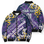 Personalized Melbourne Storm Rugby Bomber Puffer Jacket Urban Street Graffiti Style - Distressed Splatter Elements