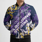 Personalized Melbourne Storm Rugby Bomber Puffer Jacket Urban Street Graffiti Style - Distressed Splatter Elements