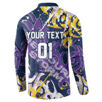 Personalized Melbourne Storm Rugby Button Sweatshirt Urban Street Graffiti Style - Distressed Splatter Elements
