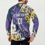 Personalized Melbourne Storm Rugby Button Sweatshirt Urban Street Graffiti Style - Distressed Splatter Elements