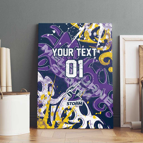 Personalized Melbourne Storm Rugby Canvas Wall Art Urban Street Graffiti Style - Distressed Splatter Elements