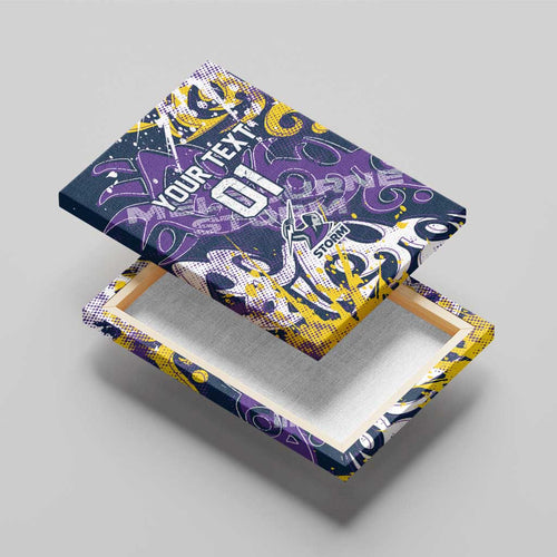 Personalized Melbourne Storm Rugby Canvas Wall Art Urban Street Graffiti Style - Distressed Splatter Elements