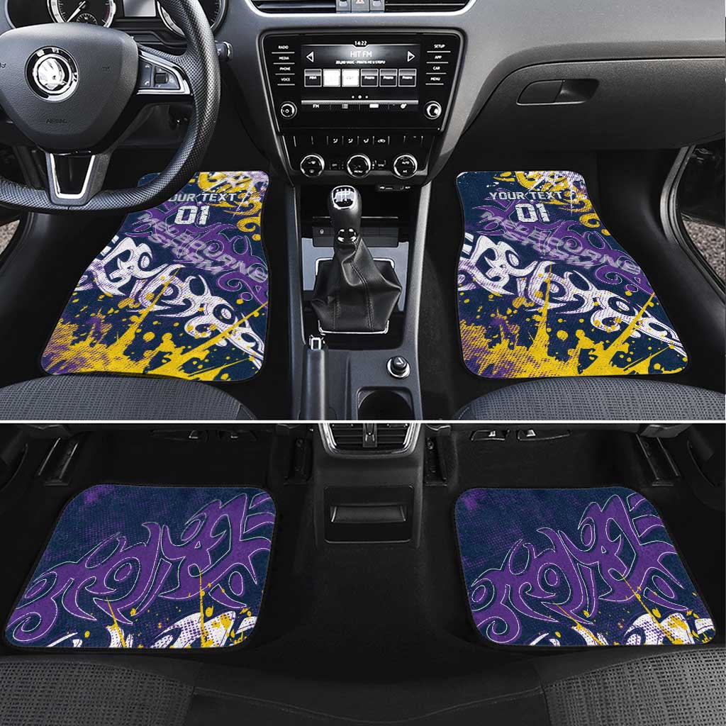 Personalized Melbourne Storm Rugby Car Mats Urban Street Graffiti Style - Distressed Splatter Elements
