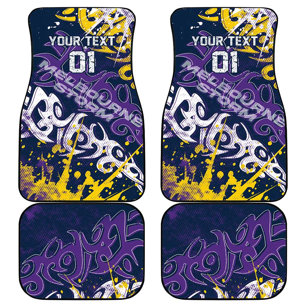 Personalized Melbourne Storm Rugby Car Mats Urban Street Graffiti Style - Distressed Splatter Elements