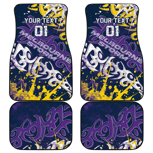 Personalized Melbourne Storm Rugby Car Mats Urban Street Graffiti Style - Distressed Splatter Elements