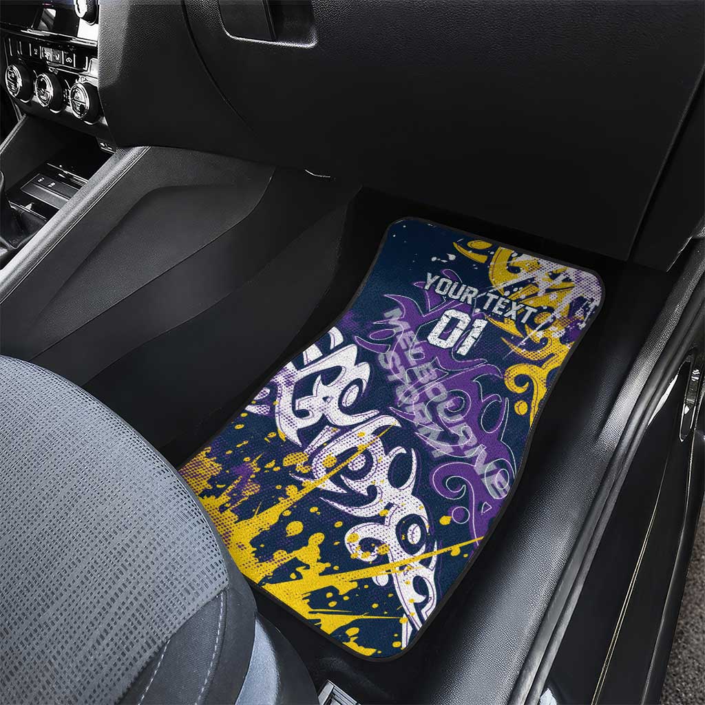 Personalized Melbourne Storm Rugby Car Mats Urban Street Graffiti Style - Distressed Splatter Elements