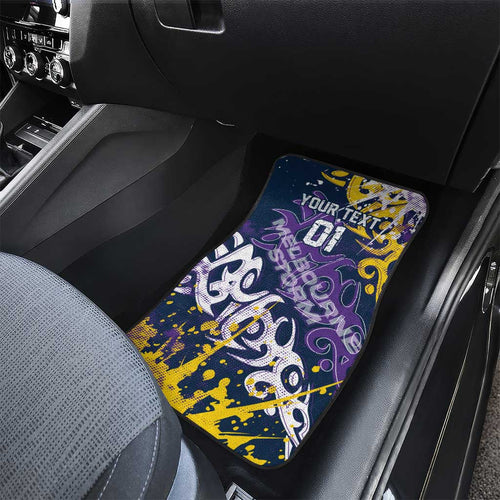 Personalized Melbourne Storm Rugby Car Mats Urban Street Graffiti Style - Distressed Splatter Elements