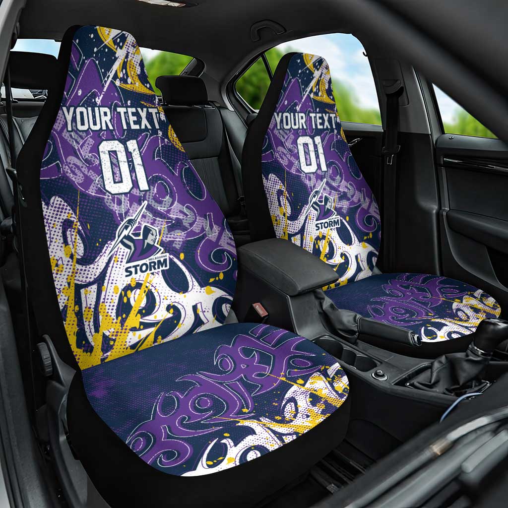 Personalized Melbourne Storm Rugby Car Seat Cover Urban Street Graffiti Style - Distressed Splatter Elements