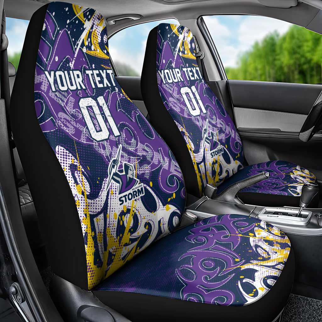 Personalized Melbourne Storm Rugby Car Seat Cover Urban Street Graffiti Style - Distressed Splatter Elements
