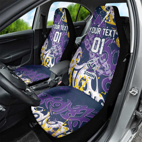 Personalized Melbourne Storm Rugby Car Seat Cover Urban Street Graffiti Style - Distressed Splatter Elements
