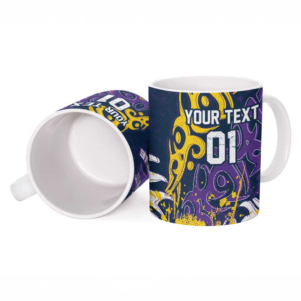 Personalized Melbourne Storm Rugby Ceramic Mug Urban Street Graffiti Style - Distressed Splatter Elements