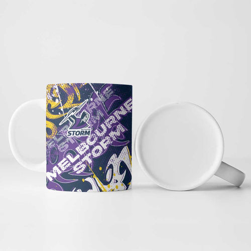 Personalized Melbourne Storm Rugby Ceramic Mug Urban Street Graffiti Style - Distressed Splatter Elements