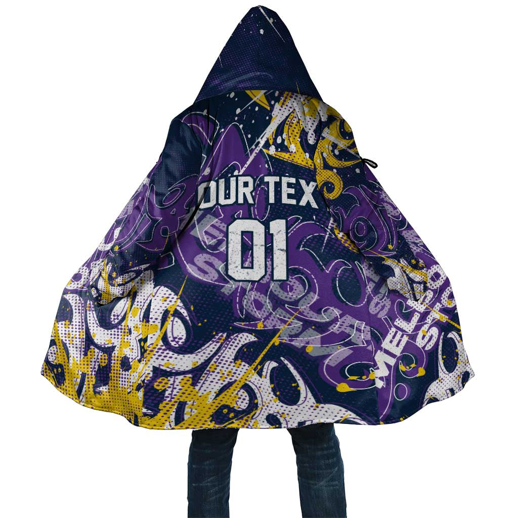 Personalized Melbourne Storm Rugby Cloak Urban Street Graffiti Style - Distressed Splatter Elements