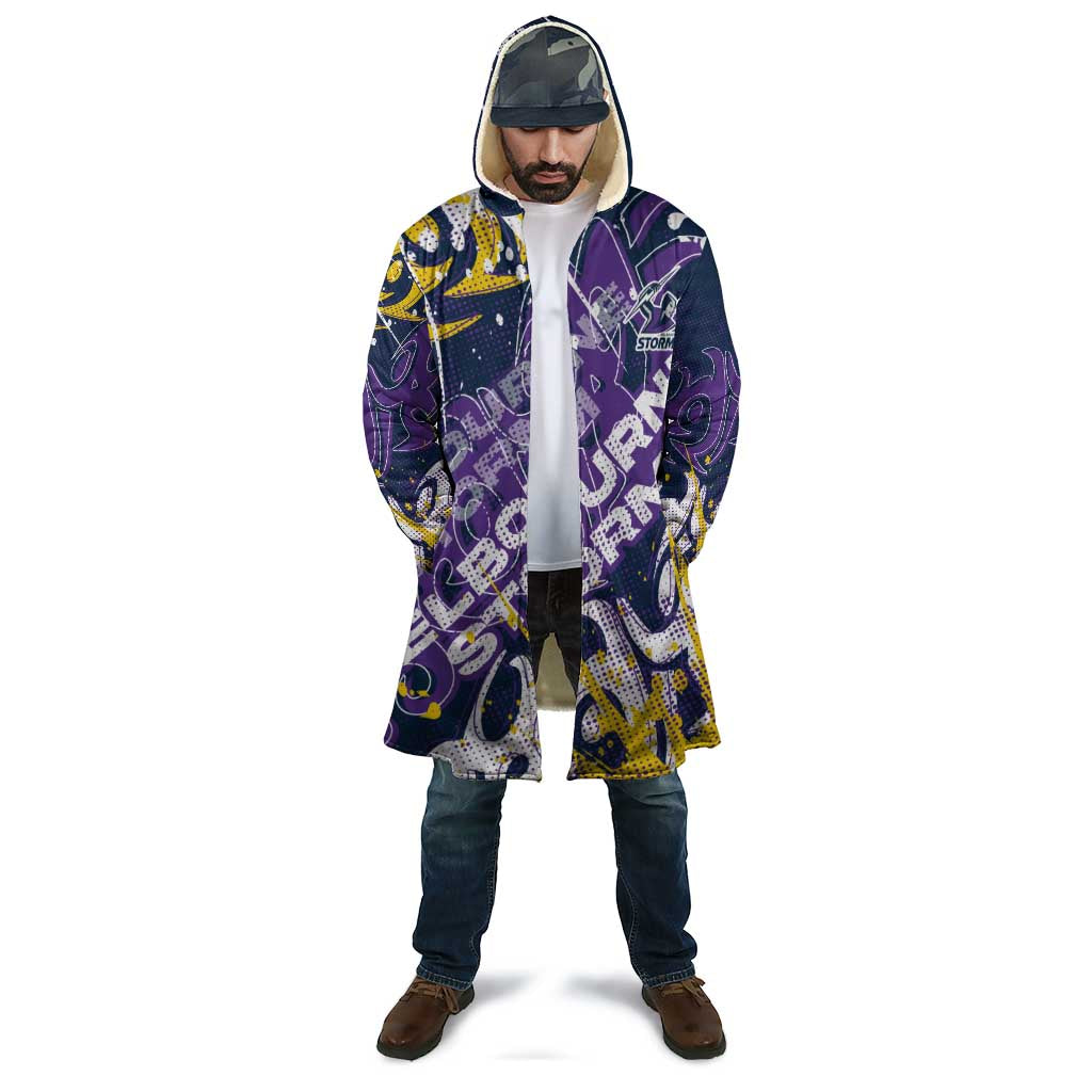 Personalized Melbourne Storm Rugby Cloak Urban Street Graffiti Style - Distressed Splatter Elements