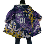 Personalized Melbourne Storm Rugby Cloak Urban Street Graffiti Style - Distressed Splatter Elements