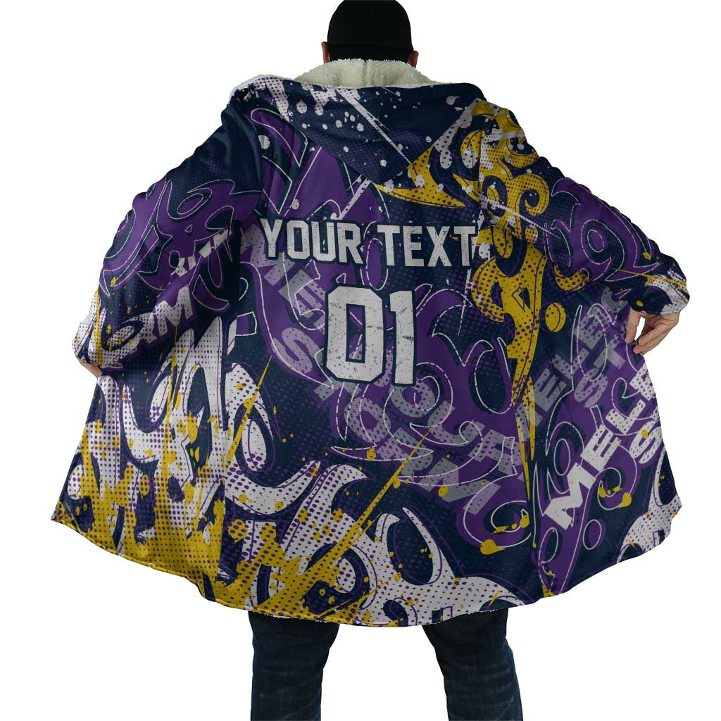 Personalized Melbourne Storm Rugby Cloak Urban Street Graffiti Style - Distressed Splatter Elements