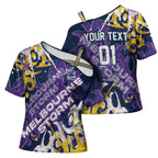 Personalized Melbourne Storm Rugby Cross Shoulder Shirt Urban Street Graffiti Style - Distressed Splatter Elements