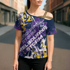 Personalized Melbourne Storm Rugby Cross Shoulder Shirt Urban Street Graffiti Style - Distressed Splatter Elements