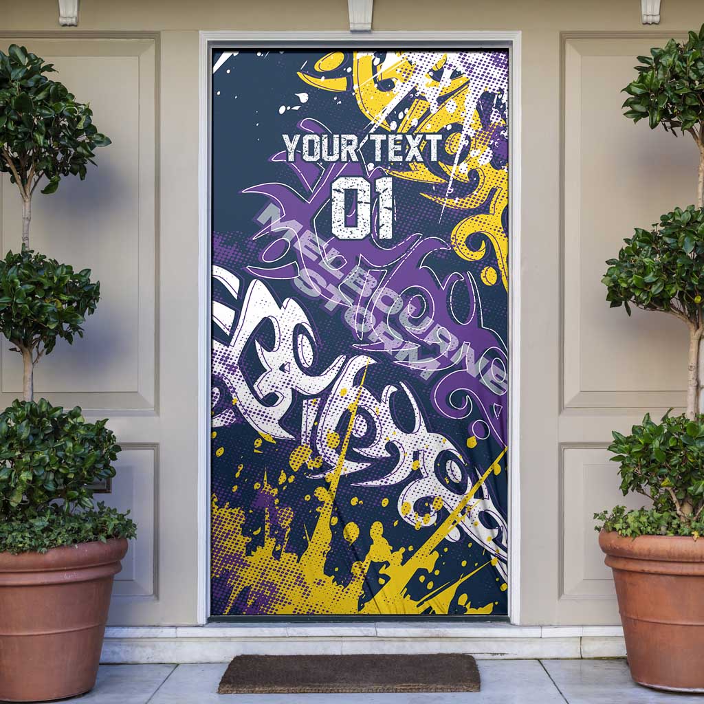 Personalized Melbourne Storm Rugby Door Cover Urban Street Graffiti Style - Distressed Splatter Elements