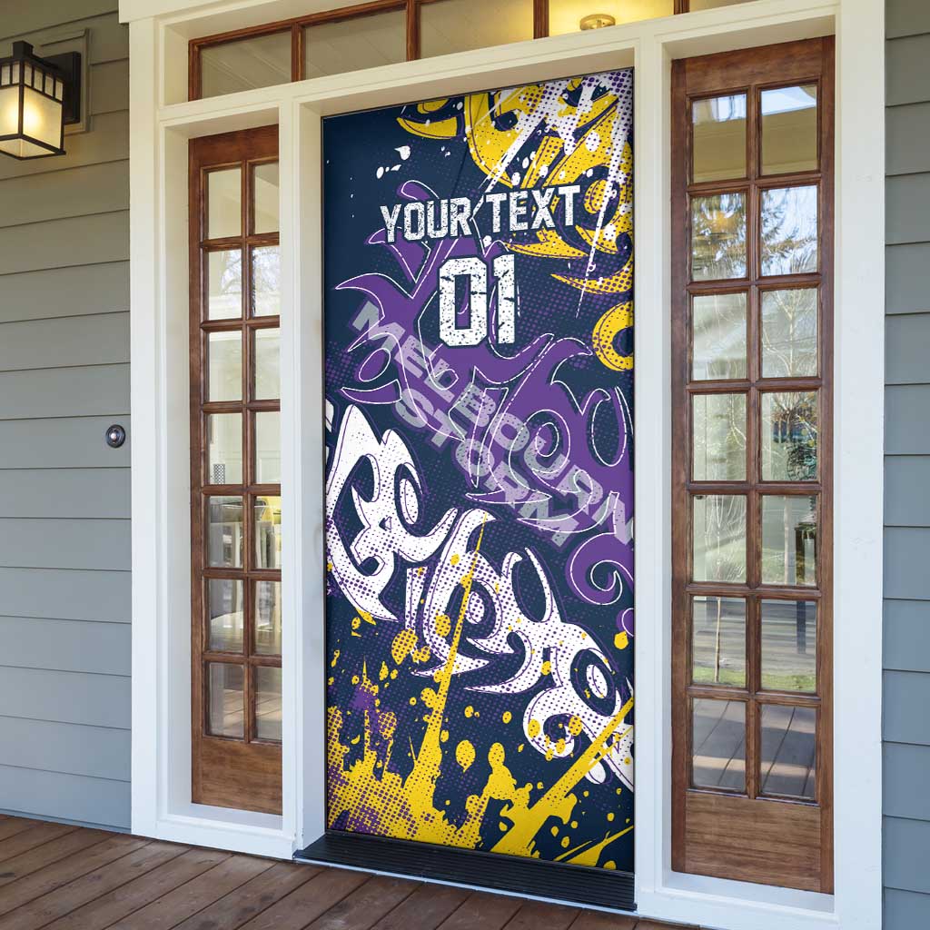 Personalized Melbourne Storm Rugby Door Cover Urban Street Graffiti Style - Distressed Splatter Elements