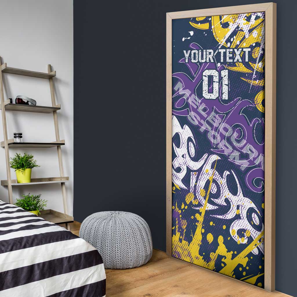 Personalized Melbourne Storm Rugby Door Cover Urban Street Graffiti Style - Distressed Splatter Elements