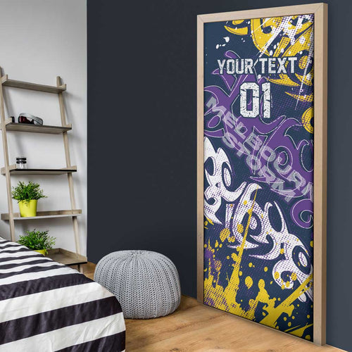 Personalized Melbourne Storm Rugby Door Cover Urban Street Graffiti Style - Distressed Splatter Elements