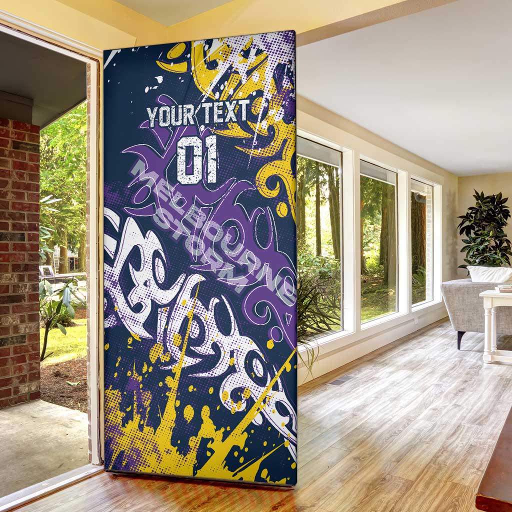 Personalized Melbourne Storm Rugby Door Cover Urban Street Graffiti Style - Distressed Splatter Elements