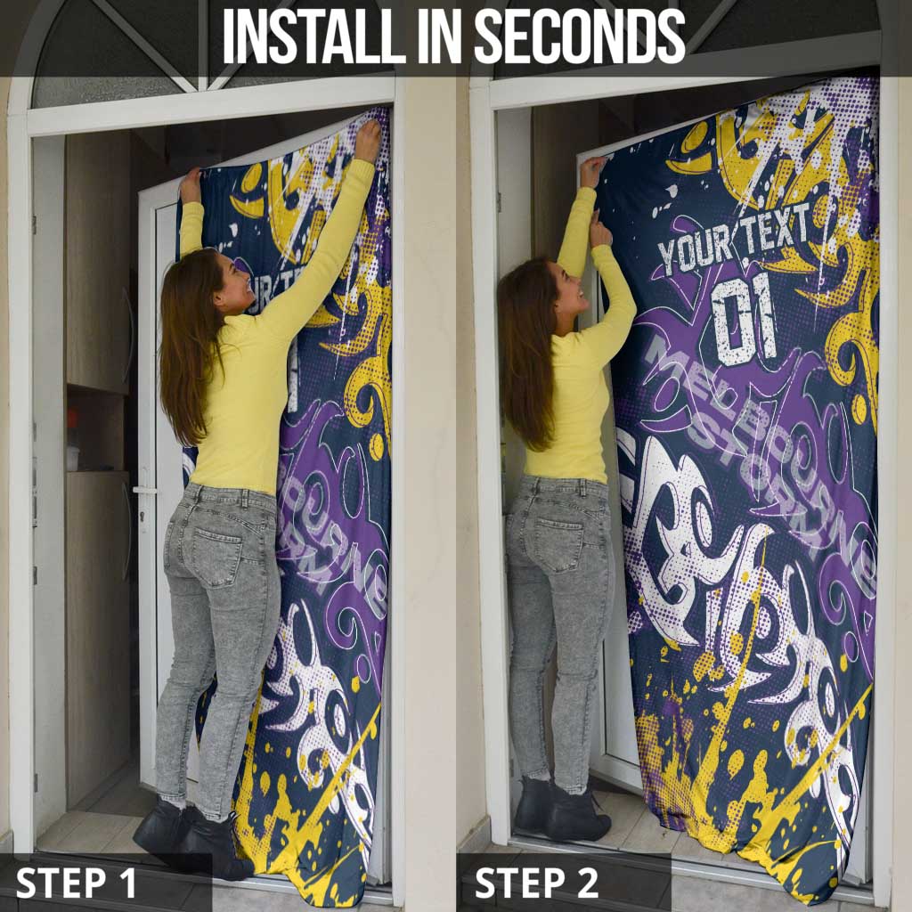 Personalized Melbourne Storm Rugby Door Cover Urban Street Graffiti Style - Distressed Splatter Elements