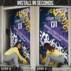 Personalized Melbourne Storm Rugby Door Cover Urban Street Graffiti Style - Distressed Splatter Elements