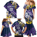 Personalized Melbourne Storm Rugby Family Matching Mermaid Dress and Hawaiian Shirt Urban Street Graffiti Style - Distressed Splatter Elements