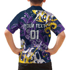 Personalized Melbourne Storm Rugby Family Matching Off The Shoulder Long Sleeve Dress and Hawaiian Shirt Urban Street Graffiti Style - Distressed Splatter Elements