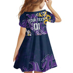 Personalized Melbourne Storm Rugby Family Matching Off The Shoulder Long Sleeve Dress and Hawaiian Shirt Urban Street Graffiti Style - Distressed Splatter Elements